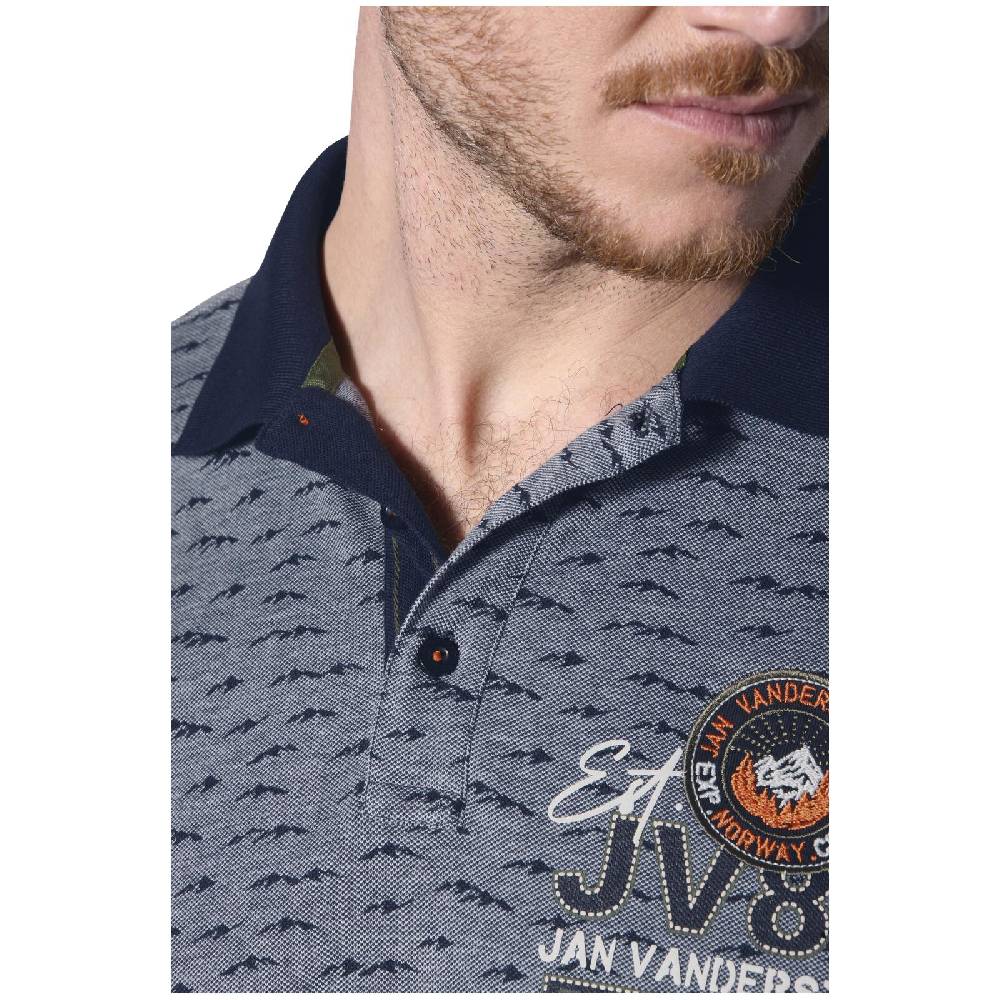 Jan Vanderstorm Poloshirt HALVESEN blau gemustert Rabatte dieses Monats