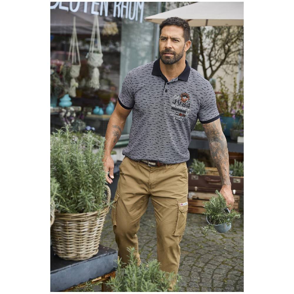 Jan Vanderstorm Poloshirt HALVESEN blau gemustert Rabatte dieses Monats