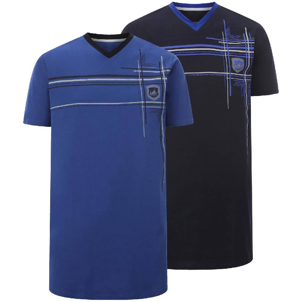 Jan Vanderstorm Doppelpack Nachthemd ALOF blau Super Sparpreis