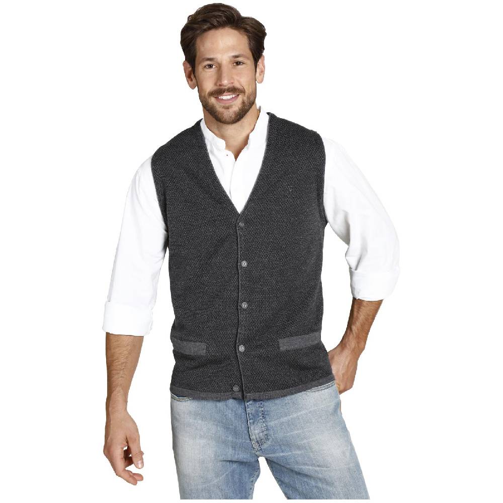 Jan Vanderstorm Strickweste TANE dunkelgrau gemustert Fabrik Onlineshop