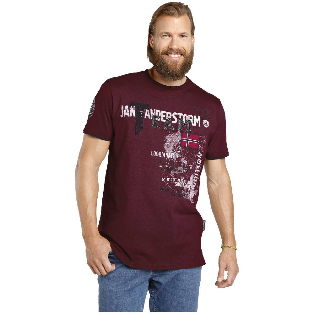 Jan Vanderstorm T-Shirt SÖLVE dunkelrot Bis zu 55% Rabatt