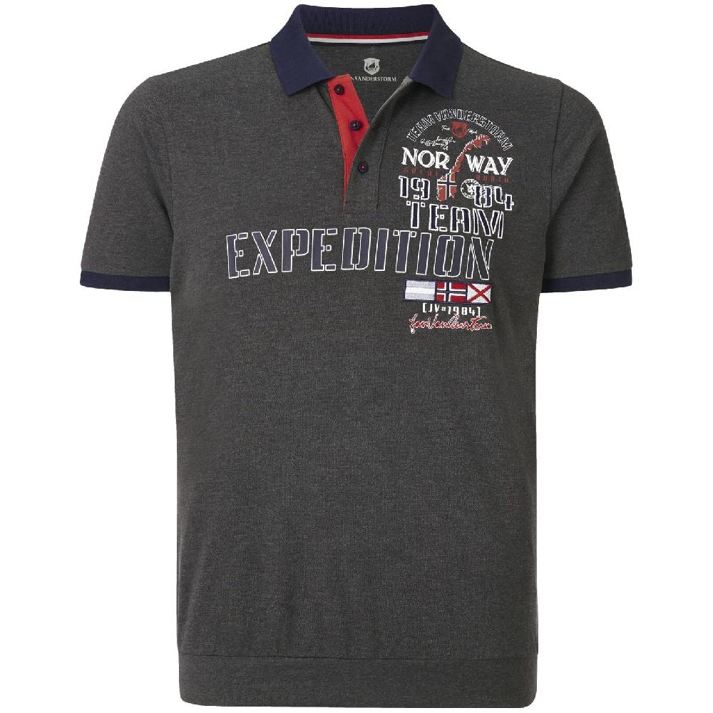 Jan Vanderstorm Poloshirt ERLING dunkelgrau melange Outlet