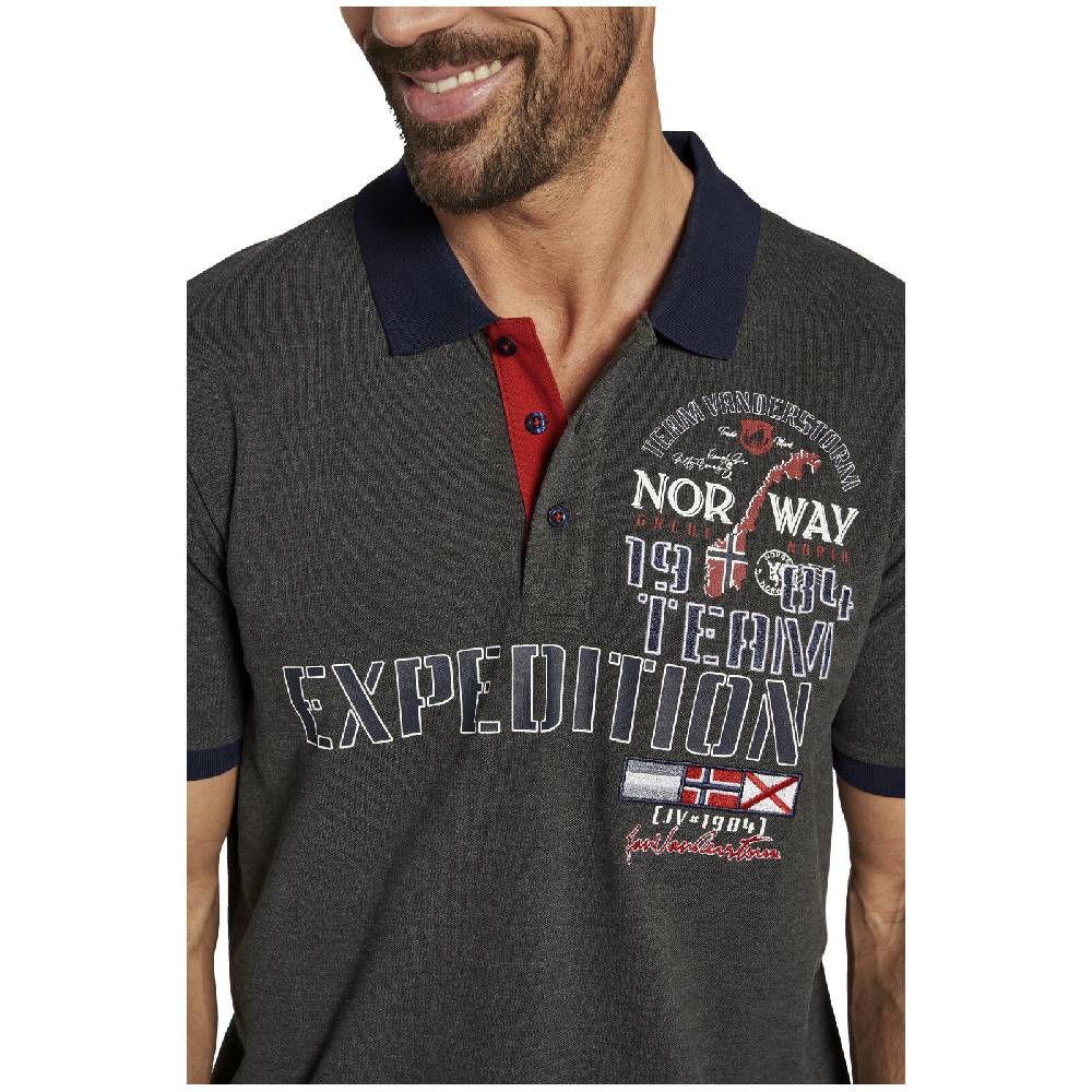 Jan Vanderstorm Poloshirt ERLING dunkelgrau melange Outlet