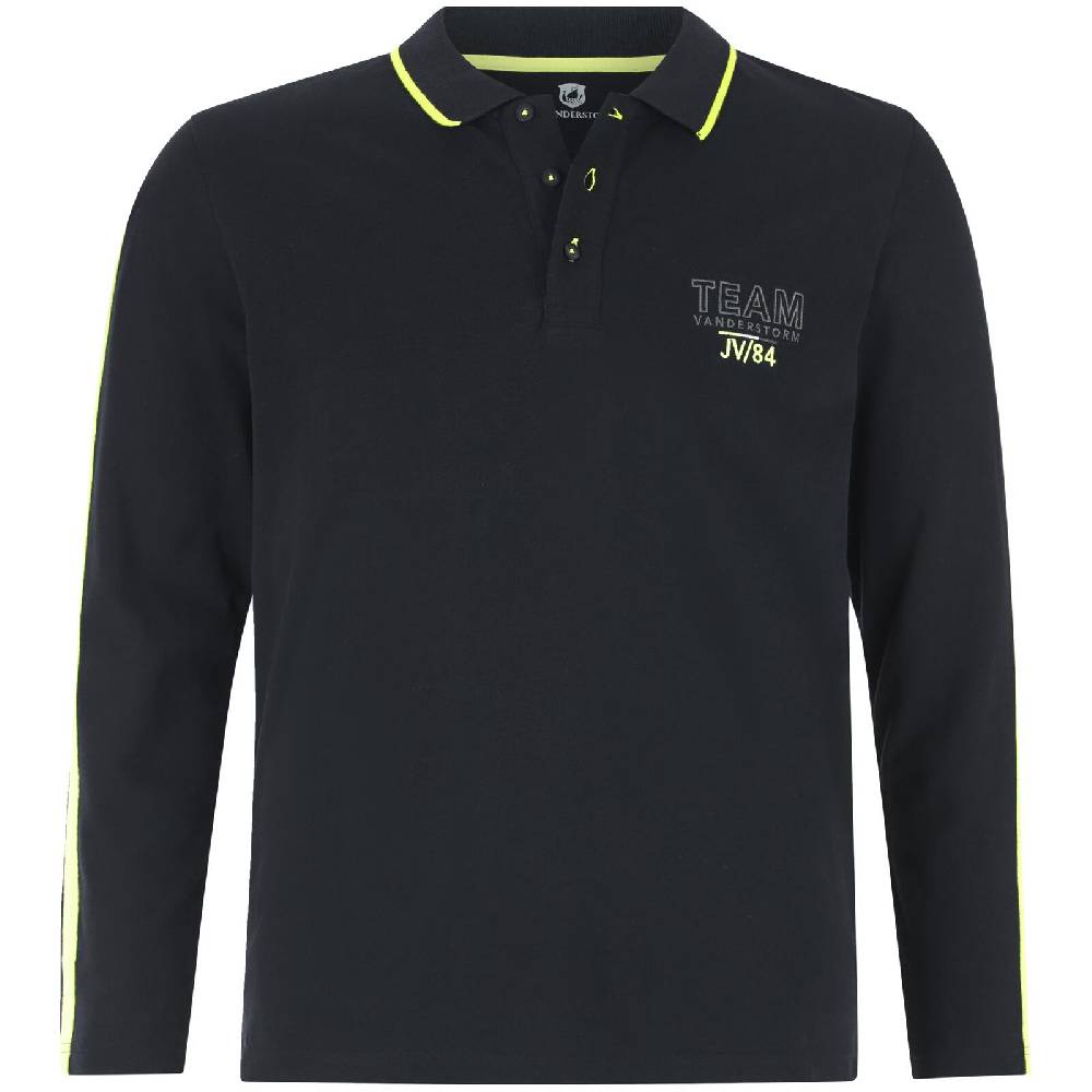 Jan Vanderstorm Langarm-Poloshirt SIGURDHILD schwarz Rabatt