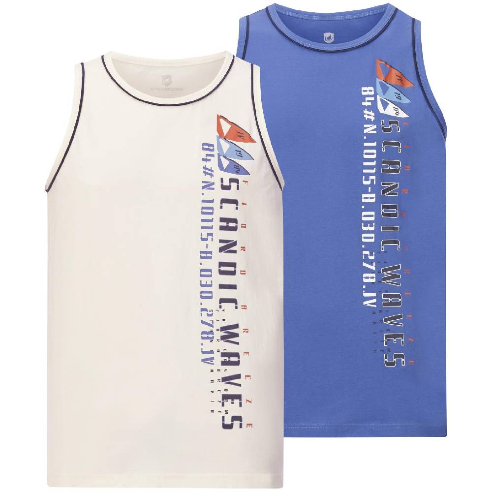 Jan Vanderstorm Doppelpack Tanktop TIDEMAN wollweiß blau Sonderangebote