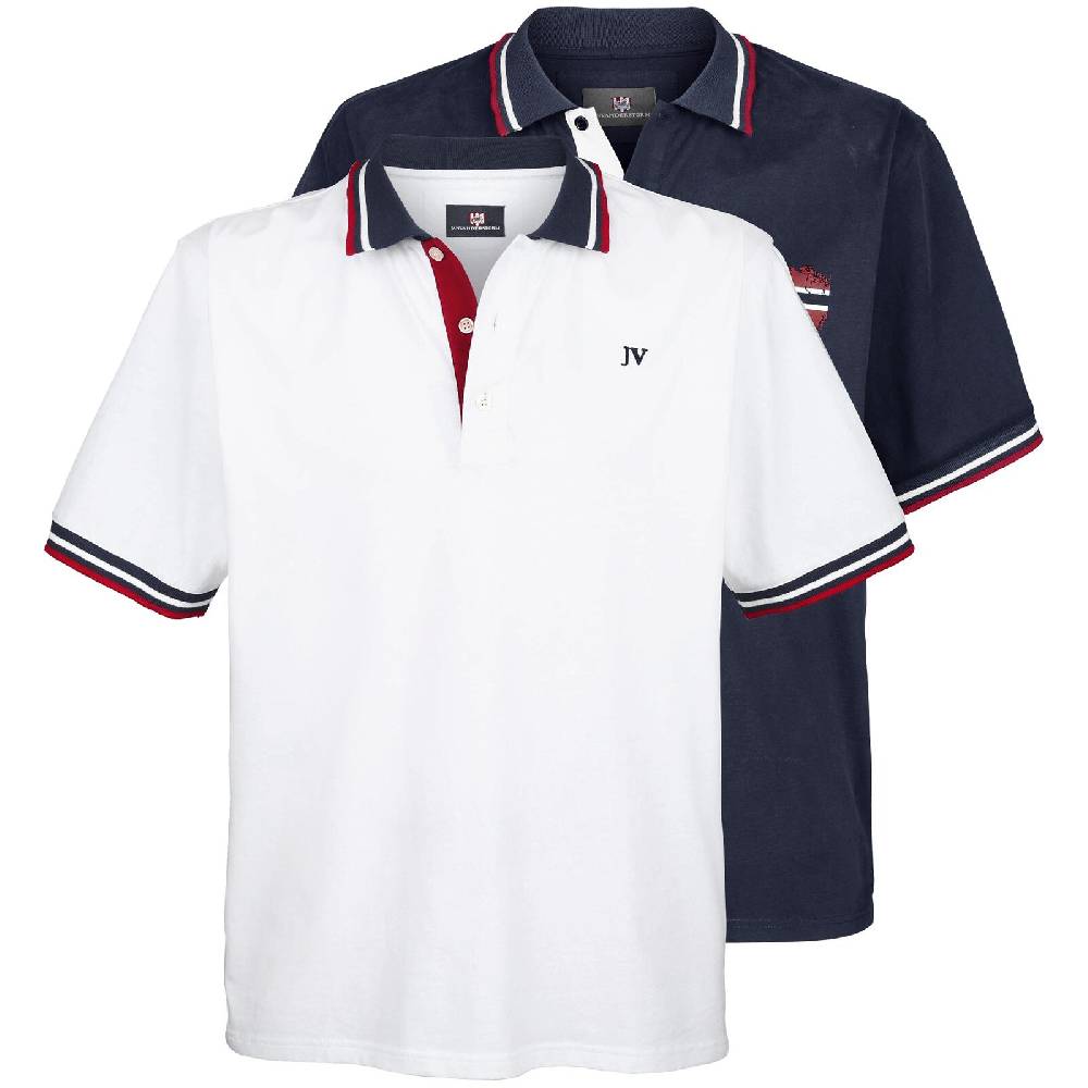 Jan Vanderstorm Doppelpack Poloshirt JOHAN weiß dunkelblau Kostenlose Rückgabe