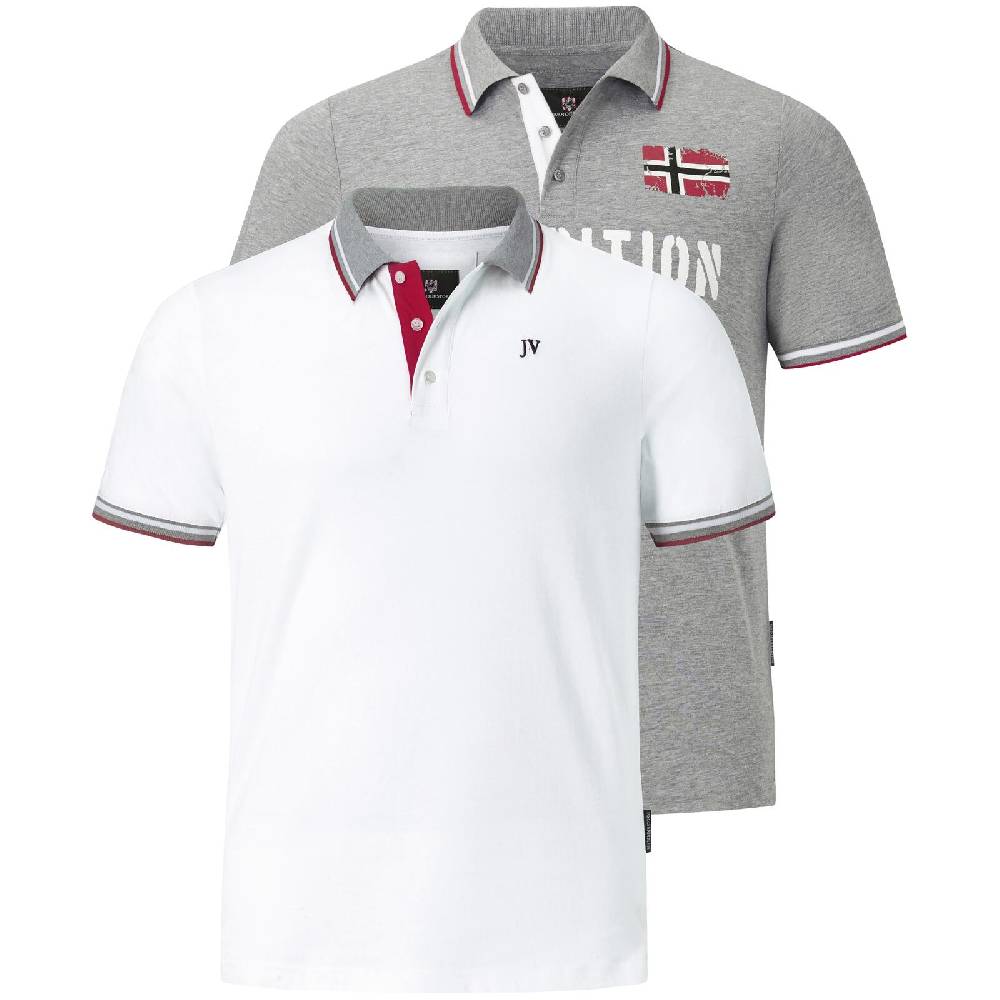 Jan Vanderstorm Doppelpack Poloshirt JOHAN weiß grau Rabatt