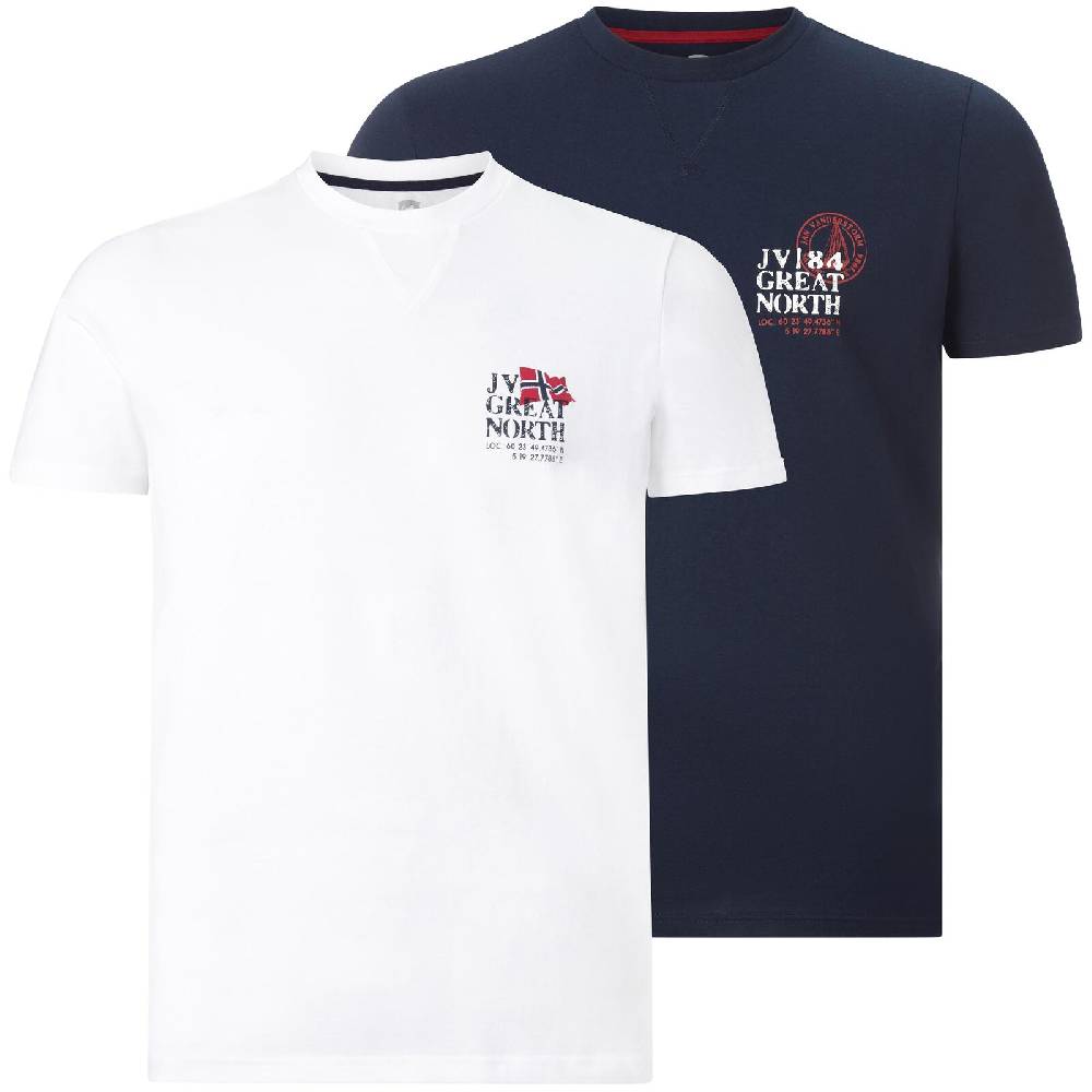 Jan Vanderstorm Doppelpack T-Shirt ADEKE weiß dunkelblau Letzte 2 Tage