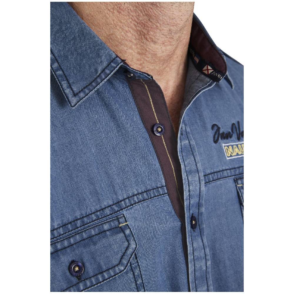 Jan Vanderstorm Jeanshemd LORENSIUS blau Clearance-Verkauf