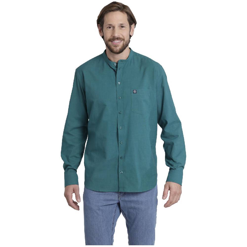 Jan Vanderstorm Stehkragenhemd KALLU petrol Top Angebot