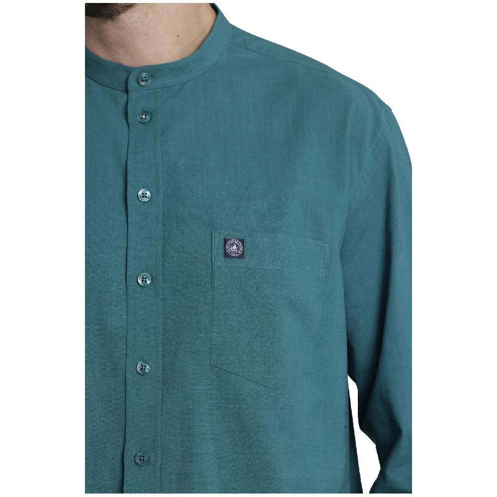 Jan Vanderstorm Stehkragenhemd KALLU petrol Top Angebot