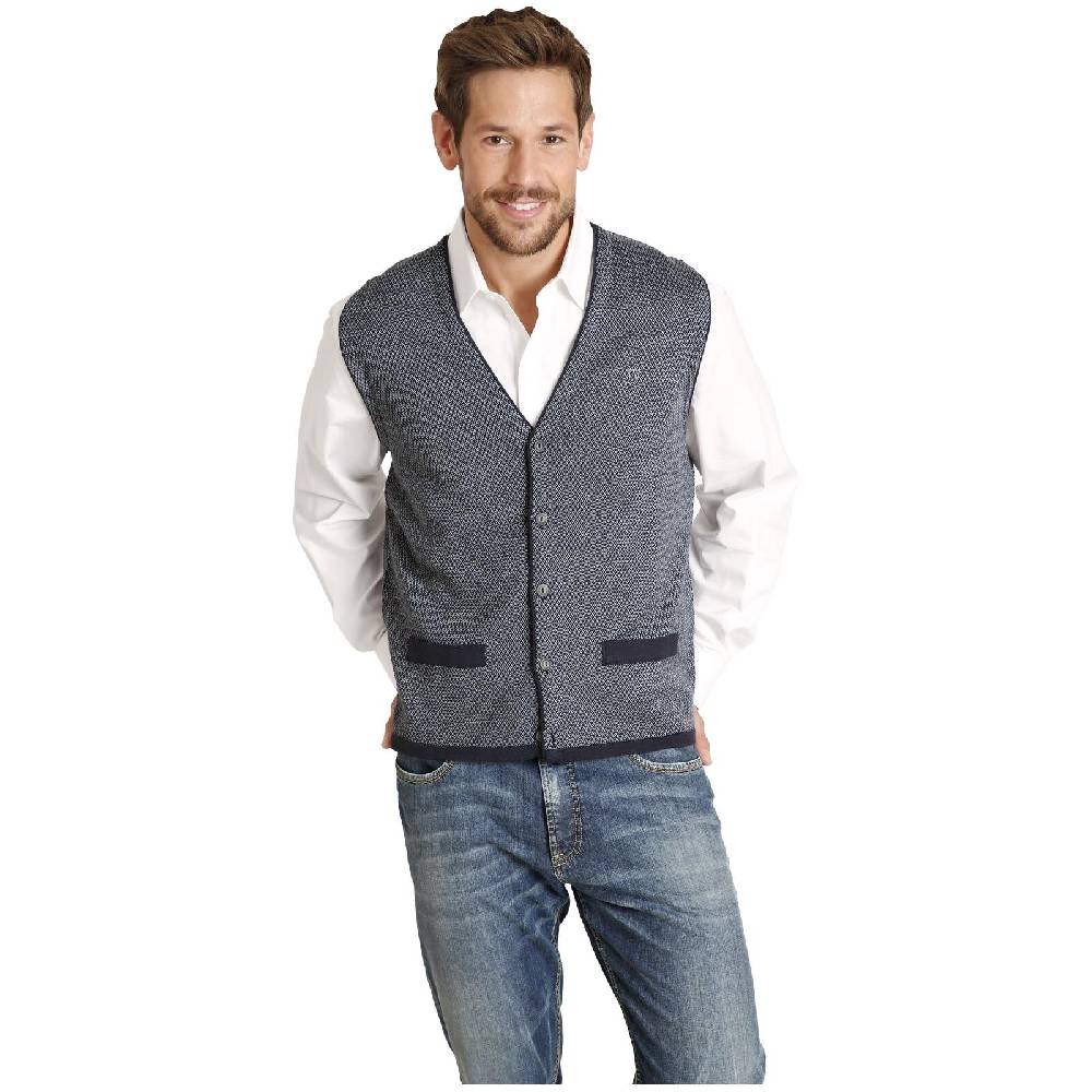 Jan Vanderstorm Strickweste TANE blau gemustert Online Outlet