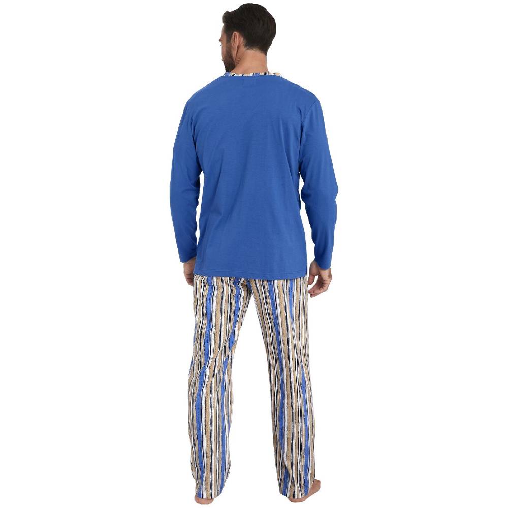 Jan Vanderstorm Schlafanzug ANTOS royal blau gemustert Fabrik Onlineshop
