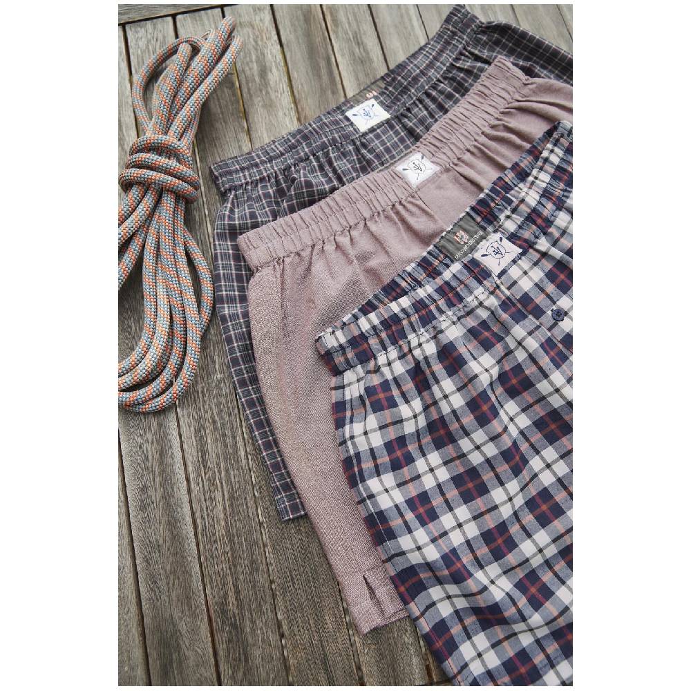 Jan Vanderstorm 3er Pack Boxershorts MARKKU dunkelblau rot gemustert Cyber Monday