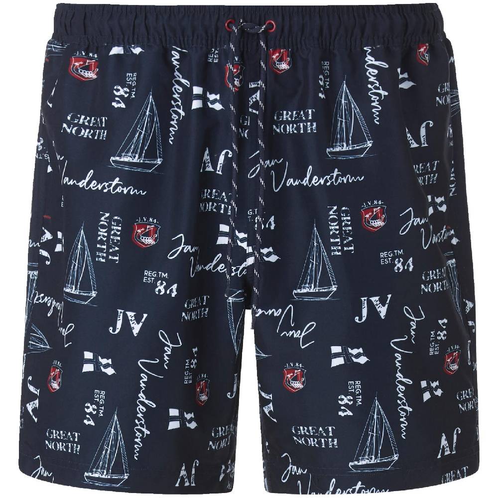 Jan Vanderstorm Badeshort CORNELIS dunkelblau bedruckt Top Angebot