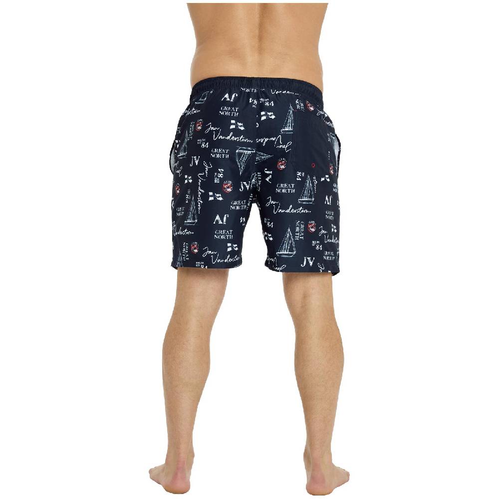 Jan Vanderstorm Badeshort CORNELIS dunkelblau bedruckt Top Angebot