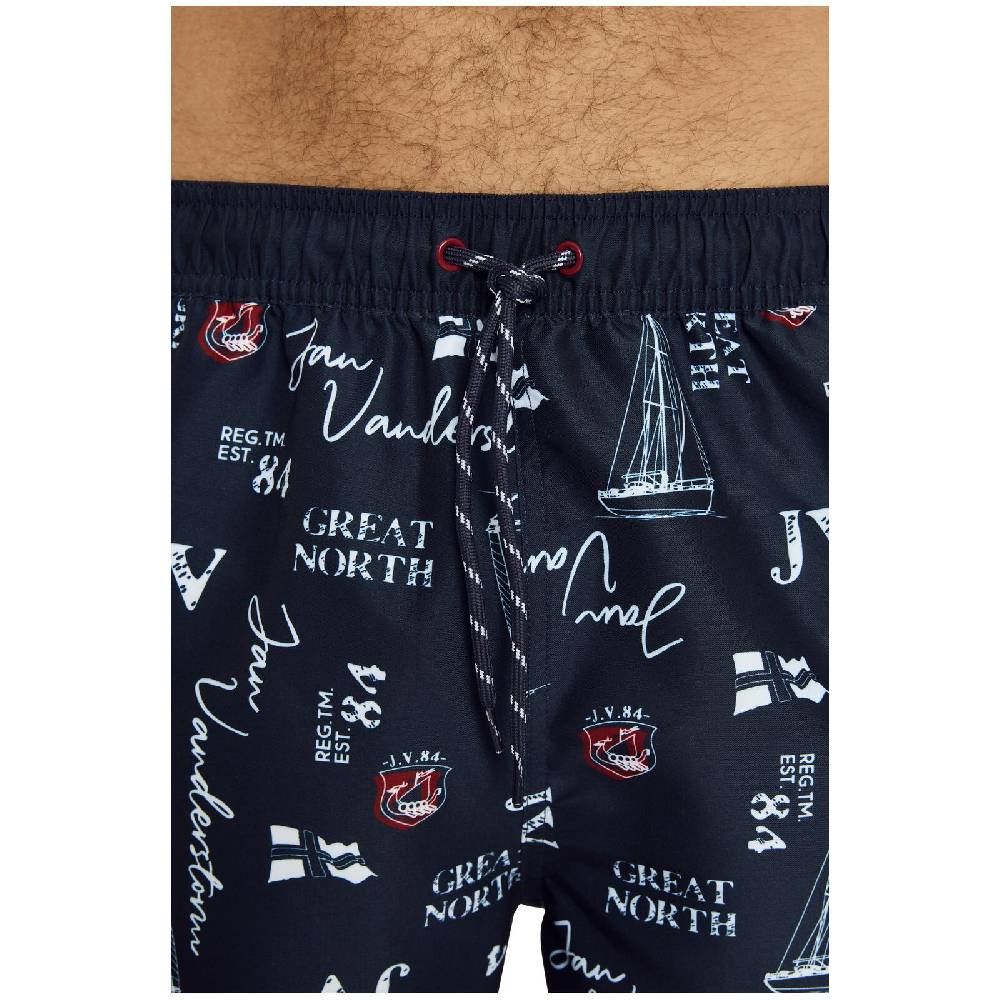 Jan Vanderstorm Badeshort CORNELIS dunkelblau bedruckt Top Angebot