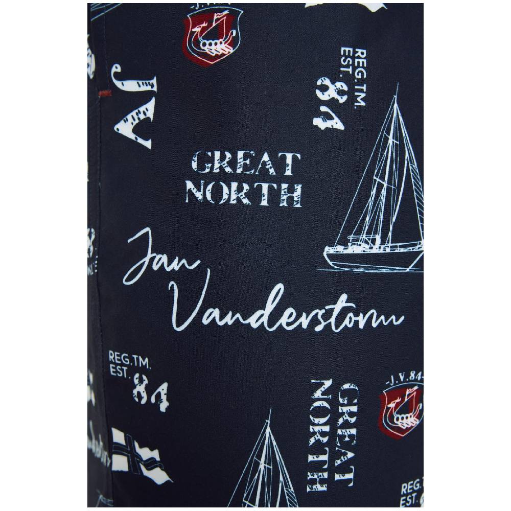Jan Vanderstorm Badeshort CORNELIS dunkelblau bedruckt Top Angebot