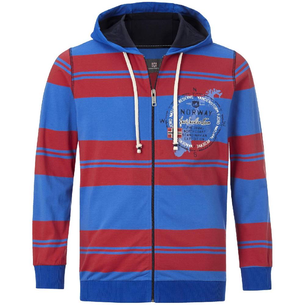 Jan Vanderstorm Sweatjacke WISHART rot blau gestreift Versandkostenfrei