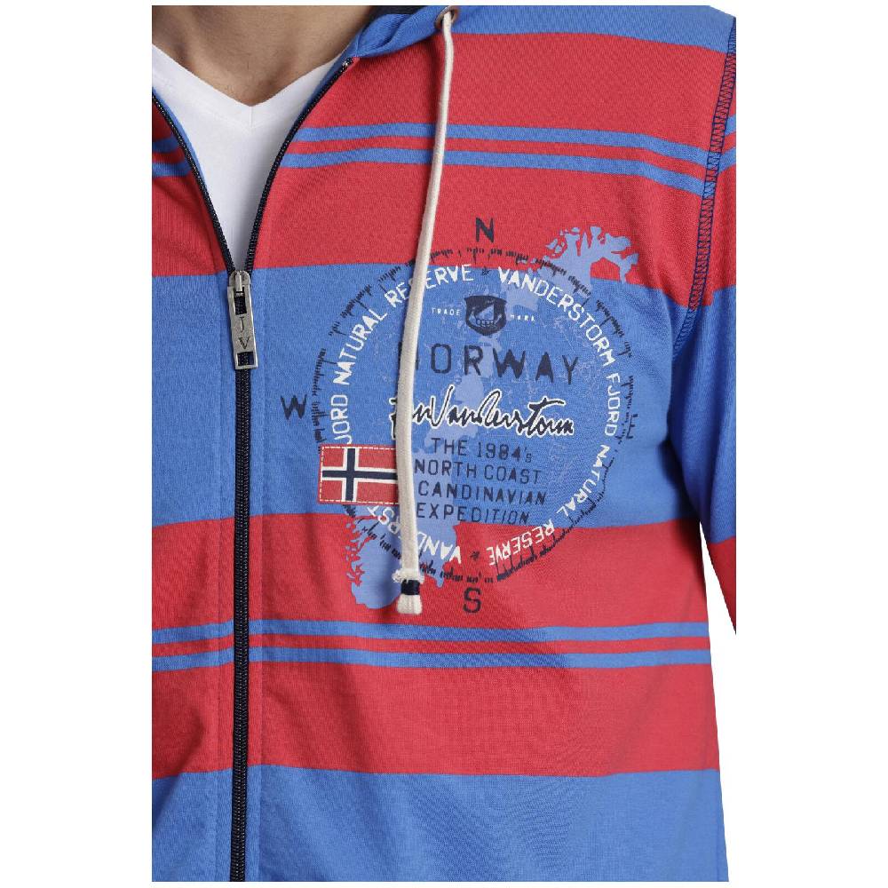 Jan Vanderstorm Sweatjacke WISHART rot blau gestreift Versandkostenfrei
