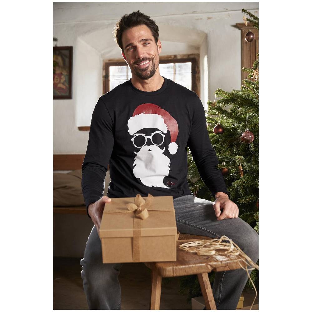 Jan Vanderstorm Langarmshirt REEVERT schwarz bedruckt Valentinstagsangebot