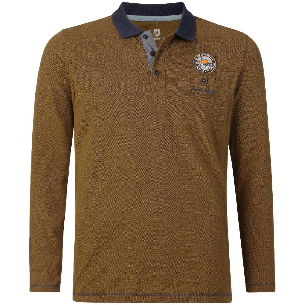 Jan Vanderstorm Langarm-Poloshirt JUHANI dunkelorange melange Angebote