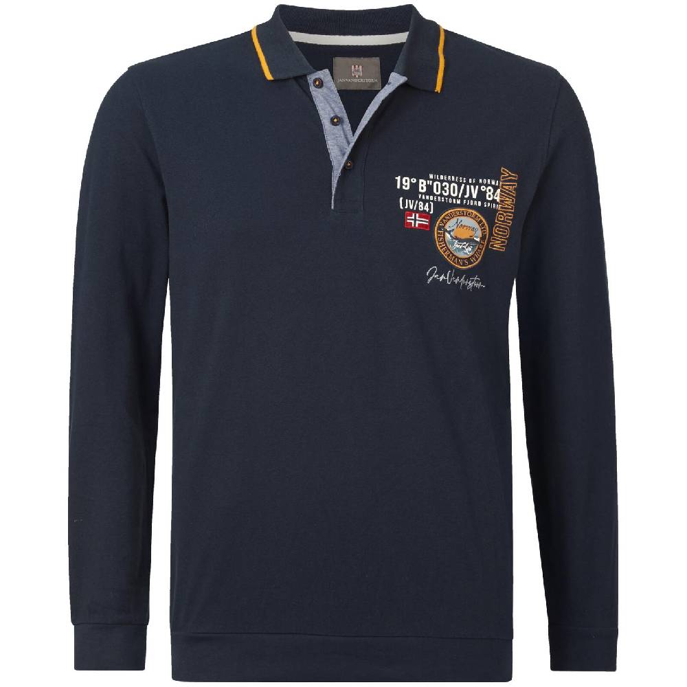 Jan Vanderstorm Langarm-Poloshirt LOKI dunkelblau Hotsell