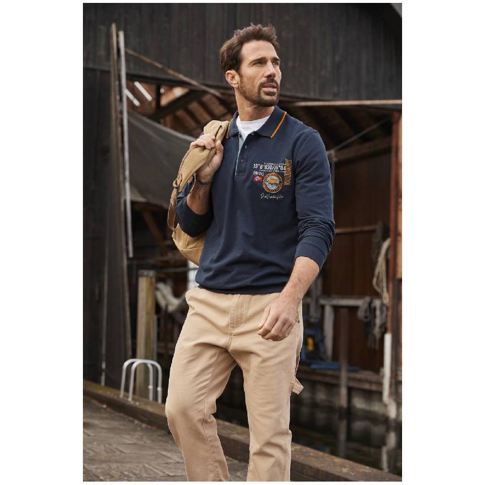 Jan Vanderstorm Langarm-Poloshirt LOKI dunkelblau Hotsell