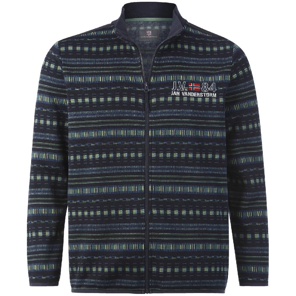 Jan Vanderstorm Fleecejacke NELS dunkelblau gemustert im Angebot