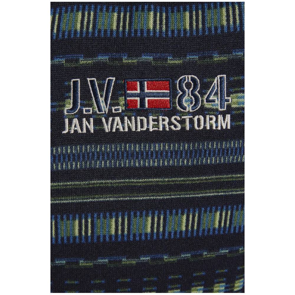 Jan Vanderstorm Fleecejacke NELS dunkelblau gemustert im Angebot