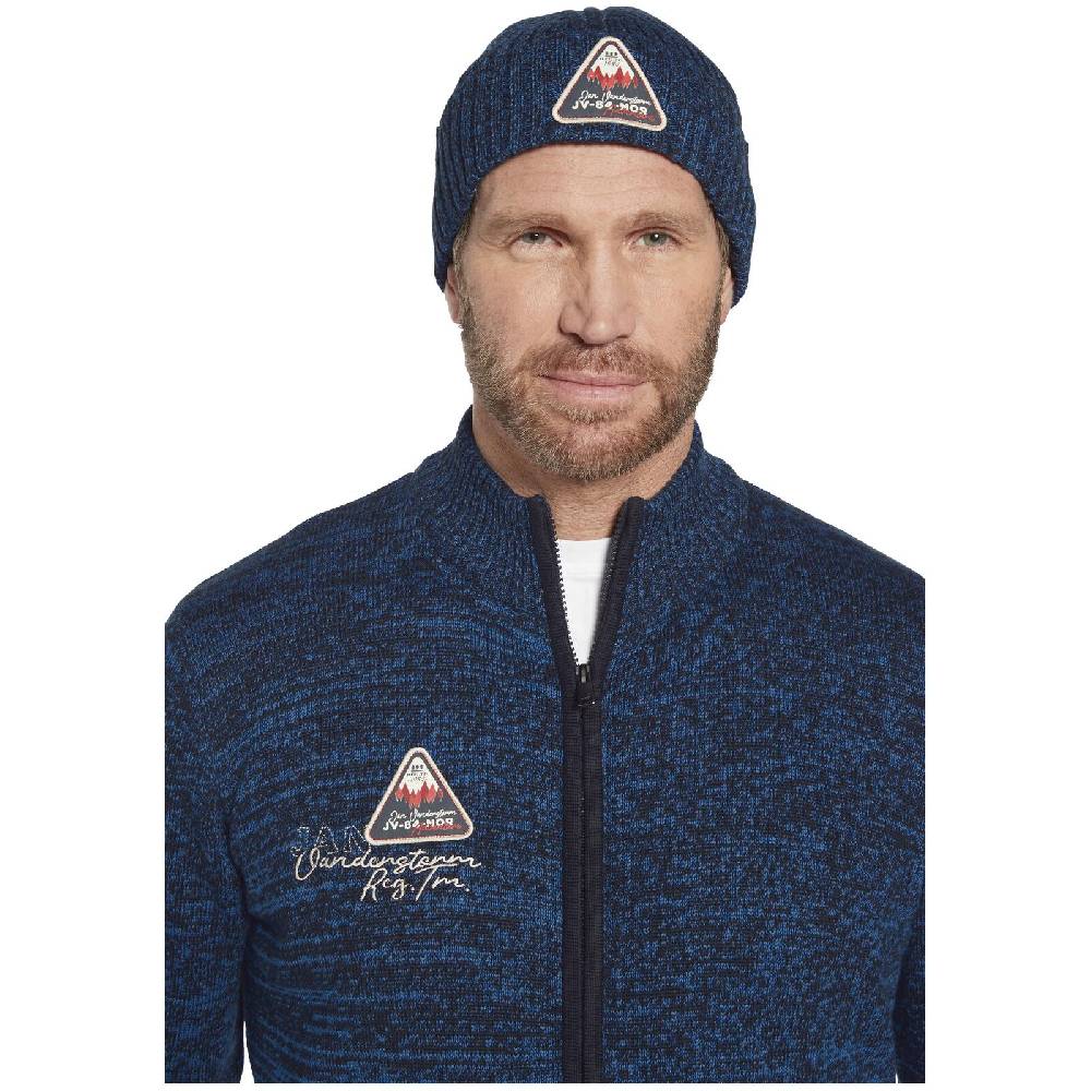 Jan Vanderstorm Strickjacke mit Mütze APKE blau melange Günstiger Verkauf