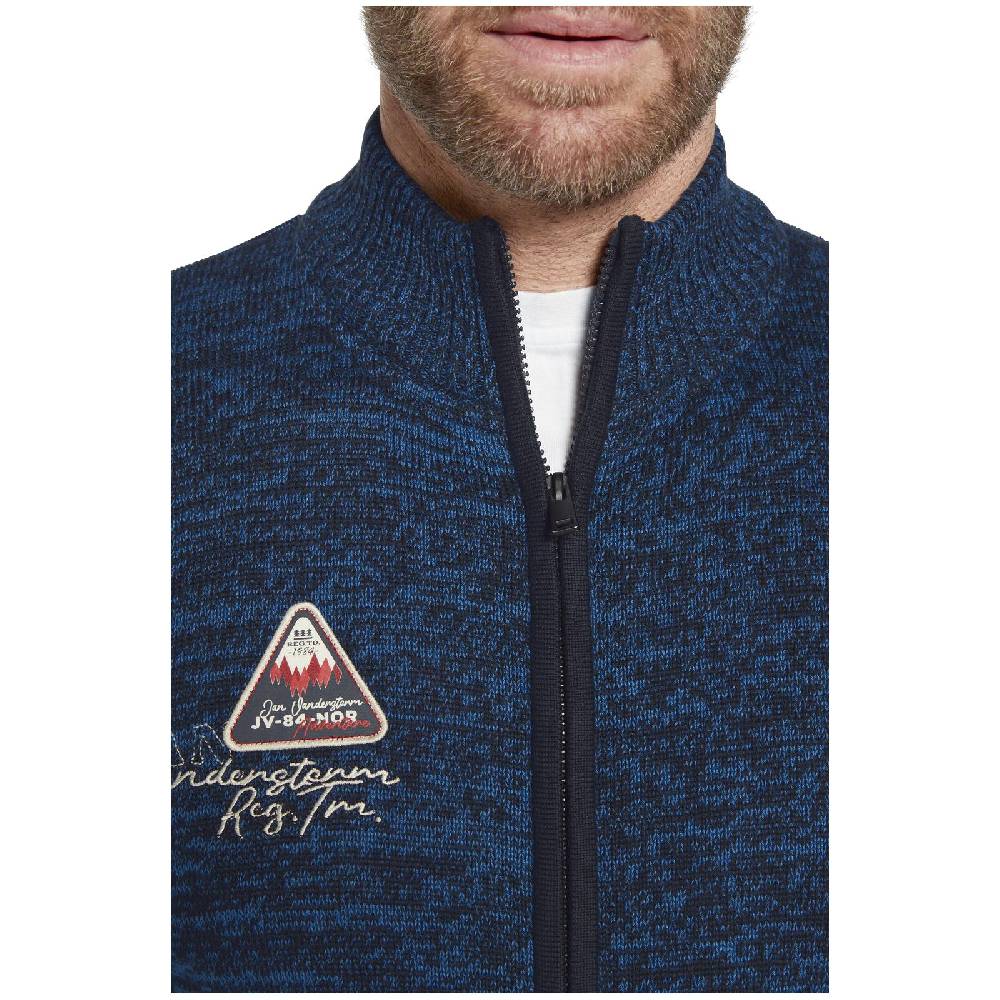Jan Vanderstorm Strickjacke mit Mütze APKE blau melange Günstiger Verkauf