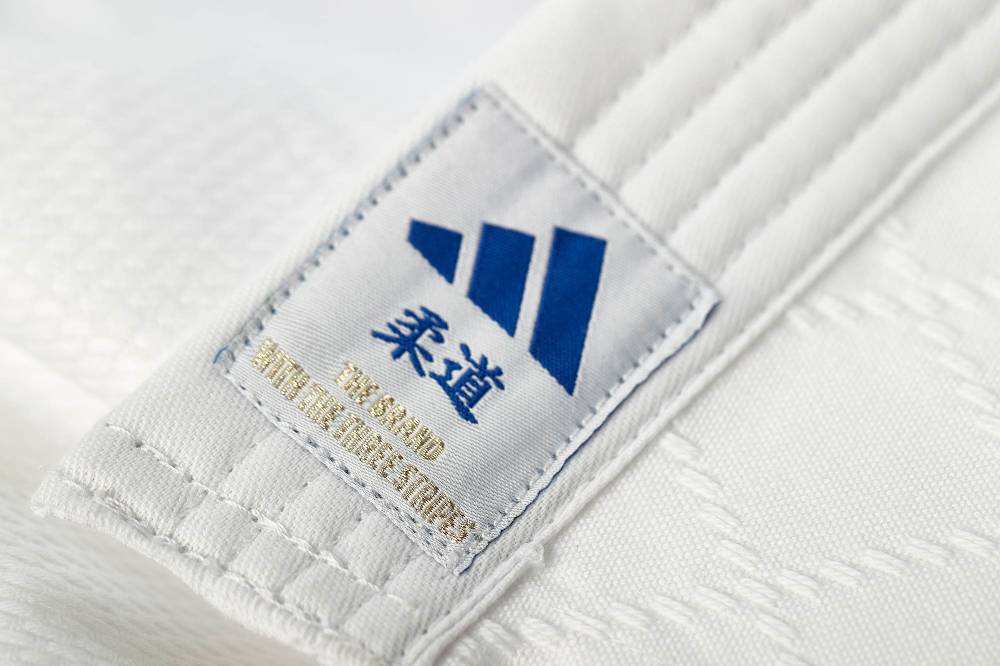 Ju Sports adidas Judo-Anzug Club weiß/blaue Streifen, J350 Kauf eins, bekomm eins gratis