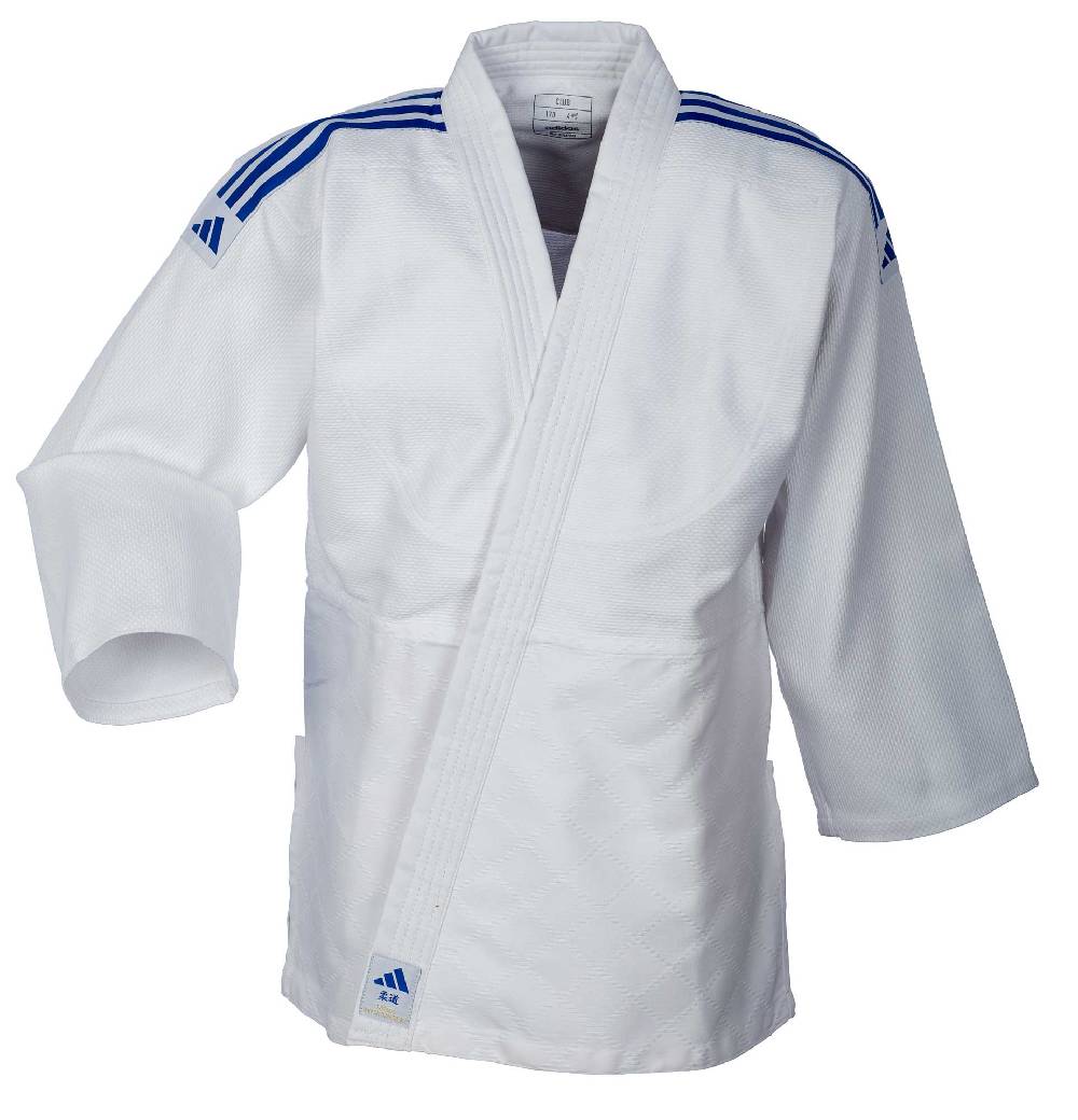 Ju Sports adidas Judo-Anzug Club weiß/blaue Streifen, J350 Kauf eins, bekomm eins gratis