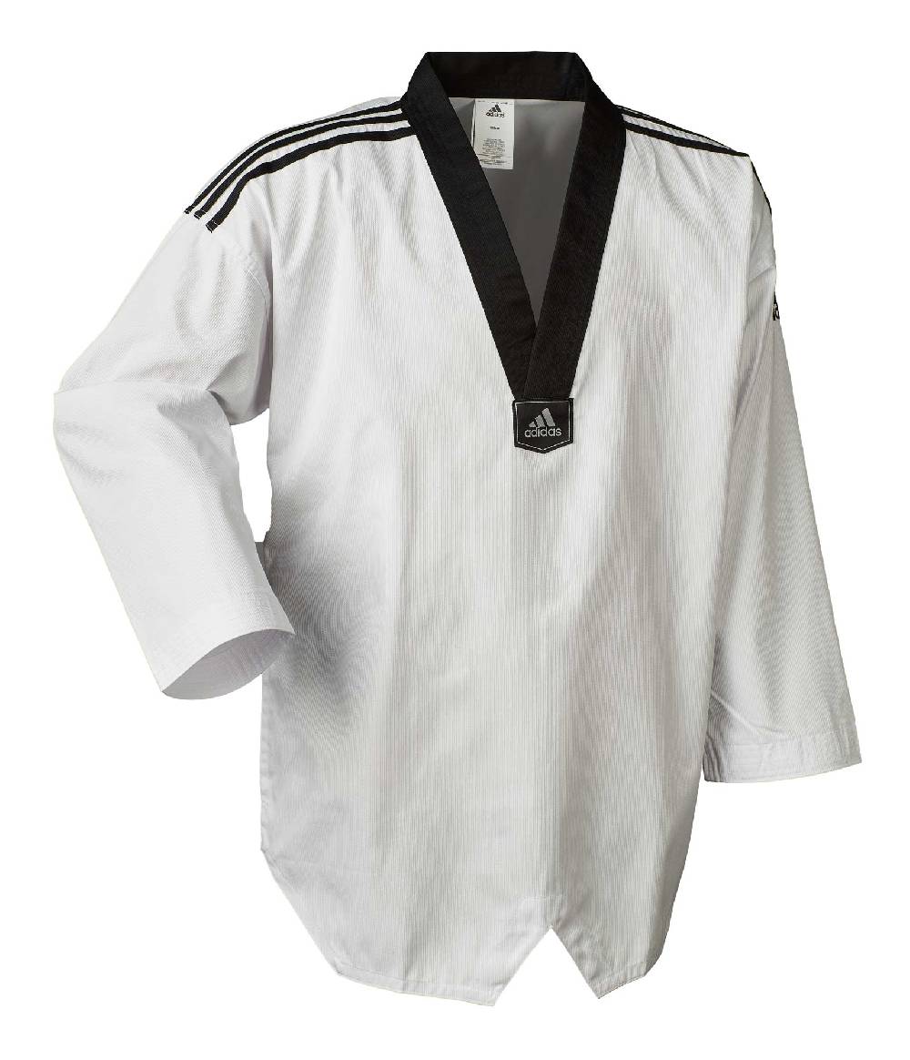 Ju Sports adidas Taekwondoanzug, Adi Club 3 stripes, schwarzes Revers, ADITCB02 Kostenlose Rückgabe