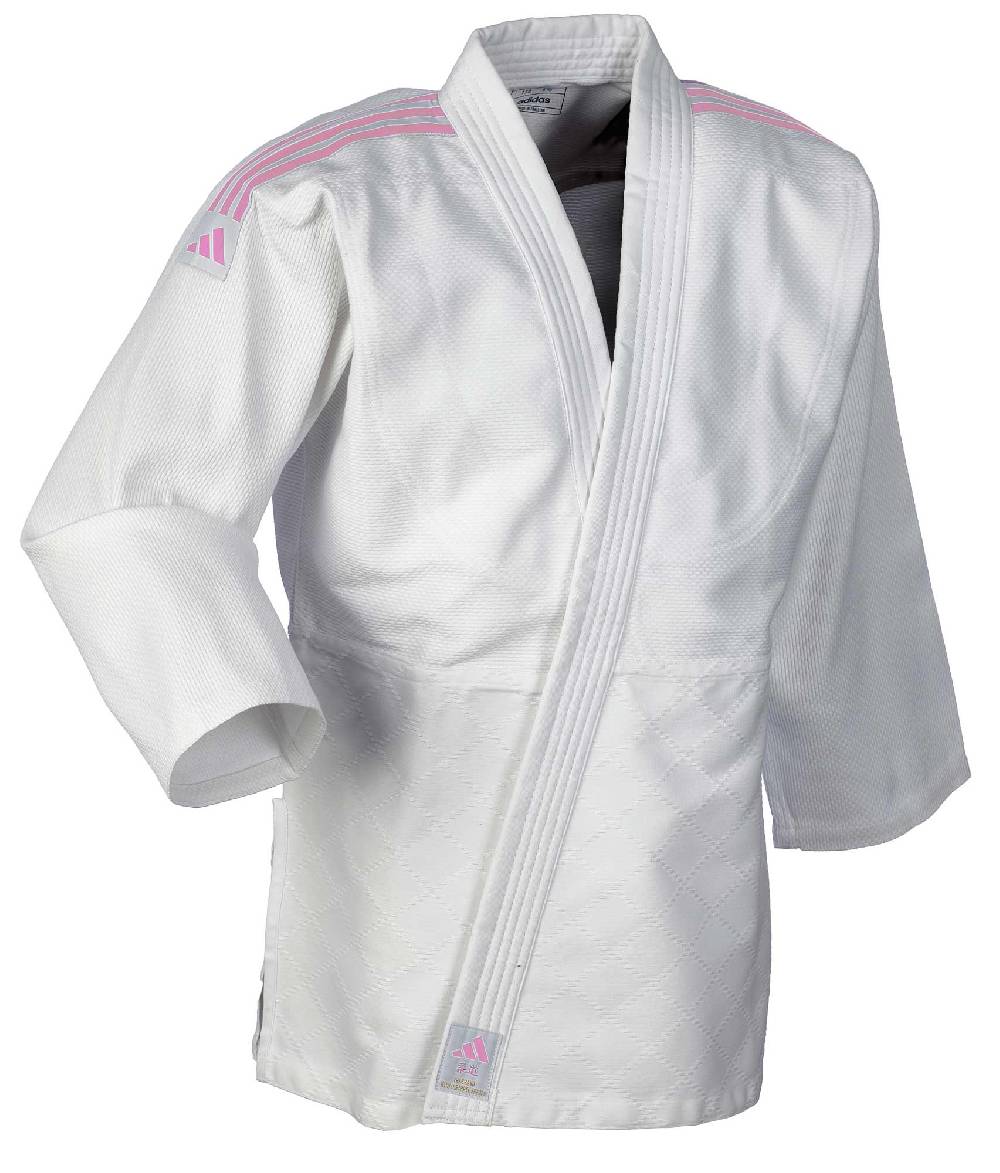 Ju Sports adidas Judo-Anzug Club weiß/pinke Streifen, J350 Neueste Mode
