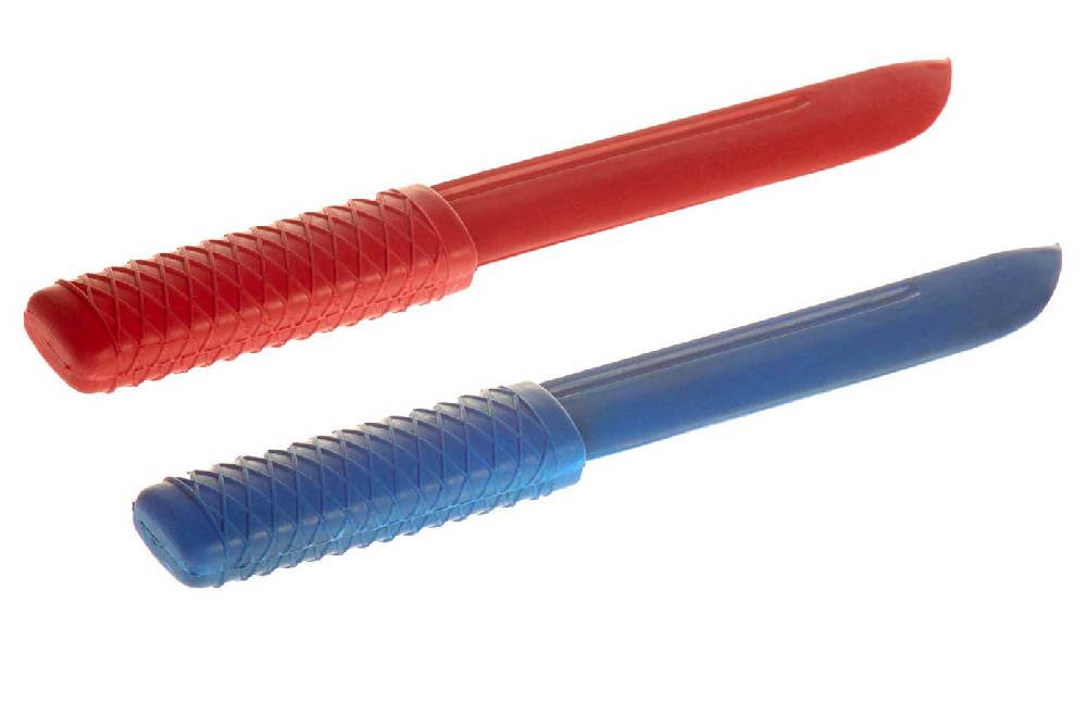 Ju Sports Ju-Jutsu Duo-Messer-Set: Gummimesser rot und blau Jubiläumsangebot