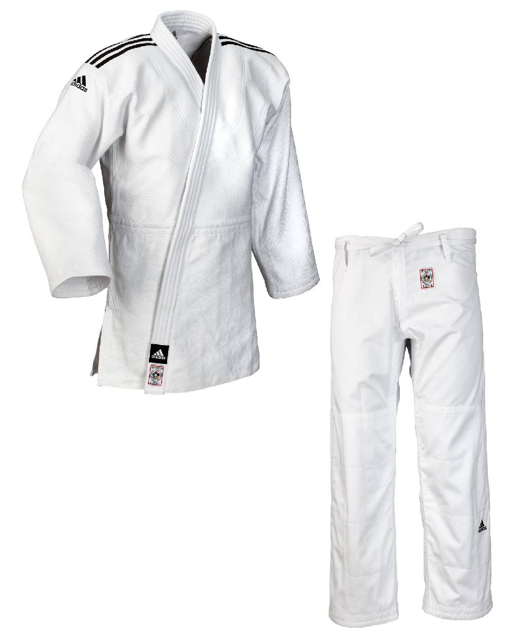 Ju Sports adidas Judoanzug CHAMPION II IJF slim cut, weiß/schwarze Streifen, JIJFS Online