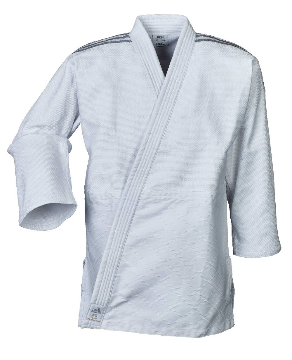 Ju Sports adidas Judo-Anzug Contest weiß/silberne Streifen, J650 Sonderangebot der Fabrik