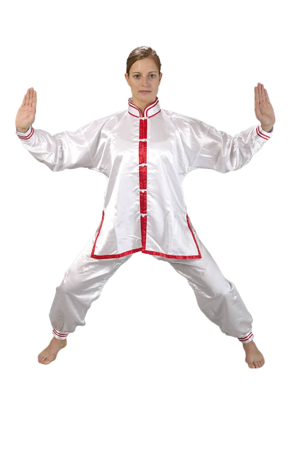 Ju Sports Abverkauf: Tai Chi Anzug weiß/rot, Satin Top Angebot
