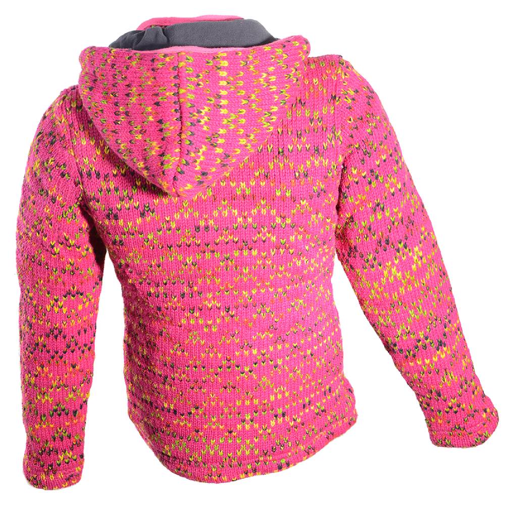 ﻿Kunst Und Magie Hippie Goa Nepal Strickjacke Poncho - Damen-Wolljacke mit abnehmbarer Kapuze Pink Zeitbegrenzte Promotion