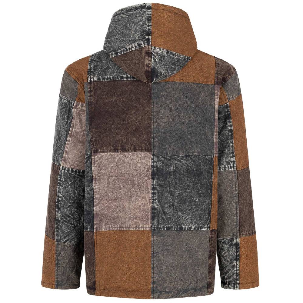 Kunst Und Magie Patchwork Jacke Baja Hoodie Herren alternativ Kapuzenjacke Goa Fleecefutter Nachhaltig Fair Nur noch ein Tag übrig