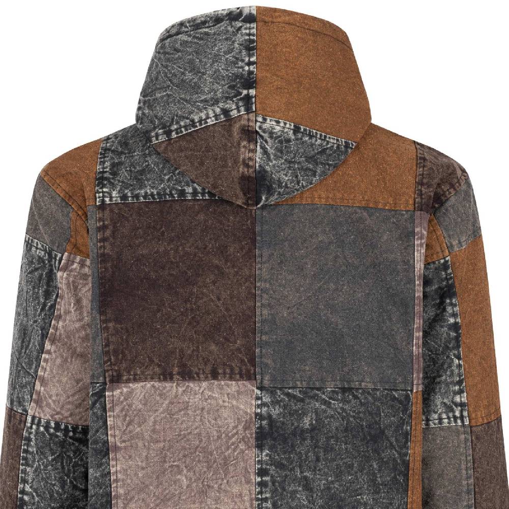 Kunst Und Magie Patchwork Jacke Baja Hoodie Herren alternativ Kapuzenjacke Goa Fleecefutter Nachhaltig Fair Nur noch ein Tag übrig