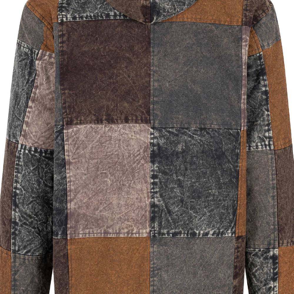 Kunst Und Magie Patchwork Jacke Baja Hoodie Herren alternativ Kapuzenjacke Goa Fleecefutter Nachhaltig Fair Nur noch ein Tag übrig