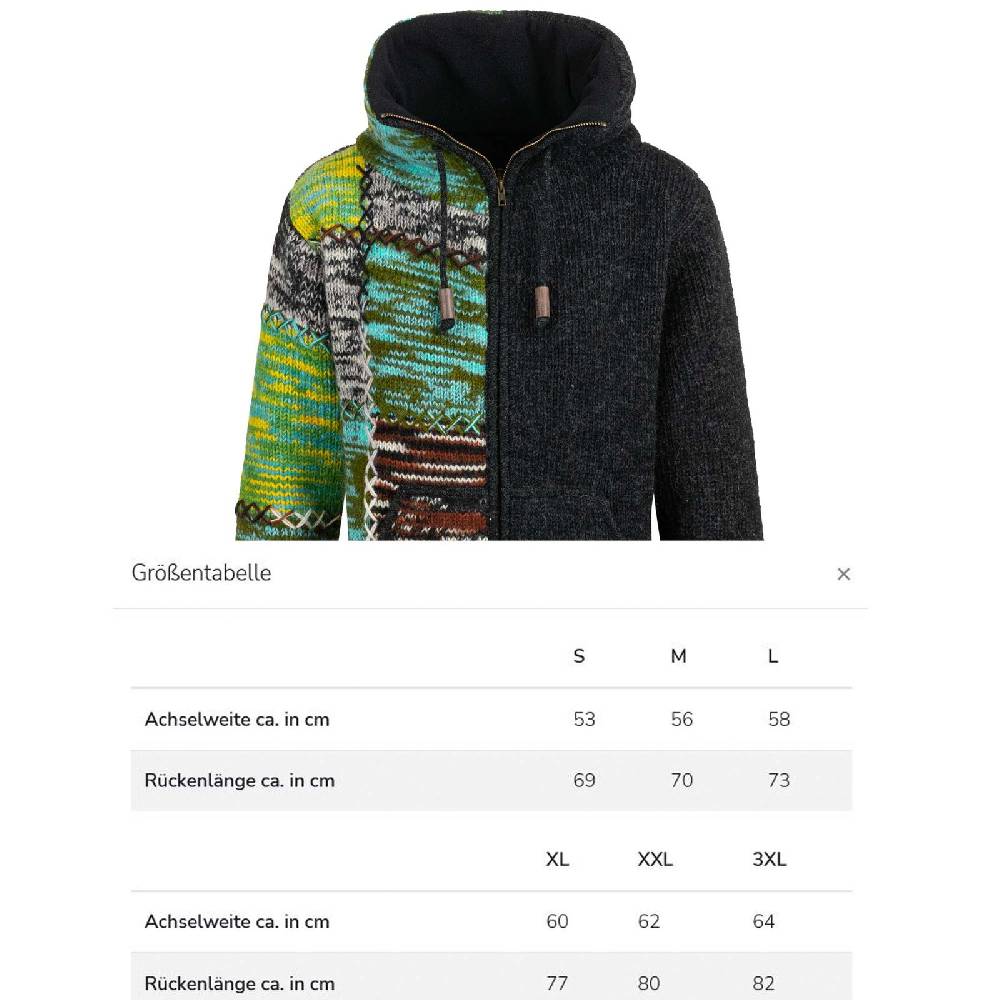 Kunst Und Magie Strickjacke Schurwolle Goa Winterjacke Wolle Jacke Thermo-Hoch Kragen Futter Unisex Kostenloser Versand international
