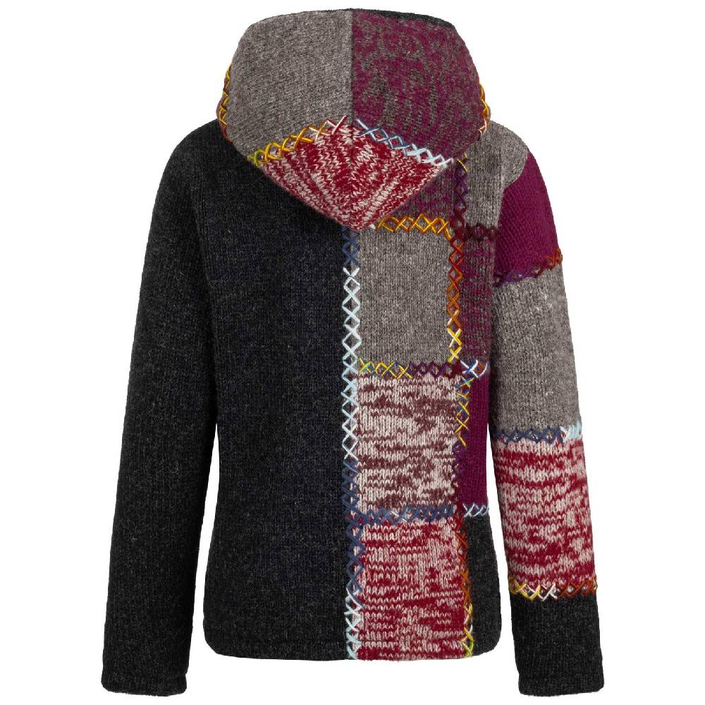 Kunst Und Magie Strickjacke Schurwolle Klassich Nordisch Wolle Jacke Winterjacke mit Hochkragen Kapuze Ying Yang Fabrikladen
