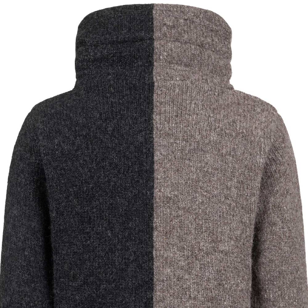 Kunst Und Magie ALMHUBER Strickjacke Schurwolle Klassich Nordisch Wolle Jacke mit Hochkragen Schurwolle Ying Yang Im Verkauf