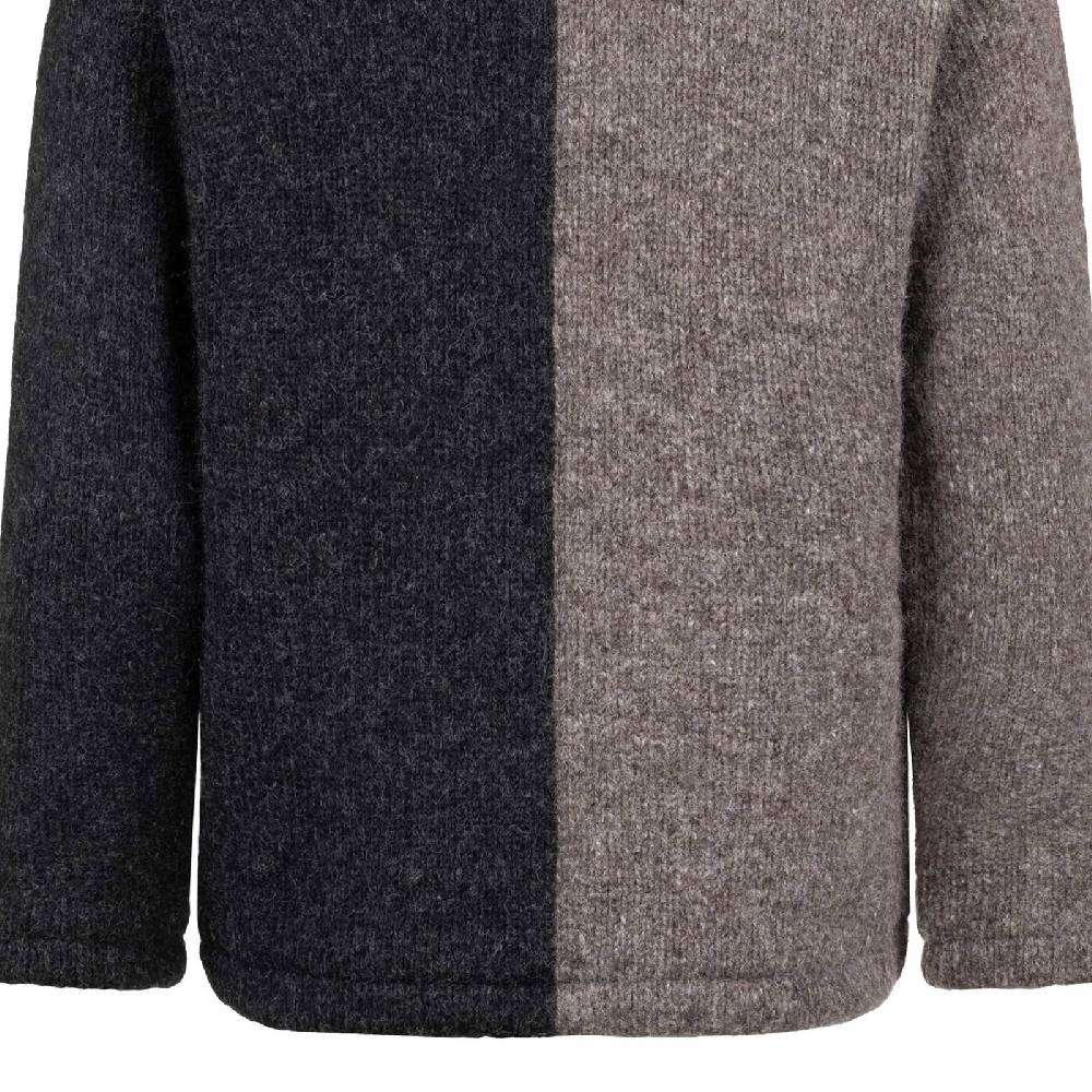 Kunst Und Magie ALMHUBER Strickjacke Schurwolle Klassich Nordisch Wolle Jacke mit Hochkragen Schurwolle Ying Yang Im Verkauf