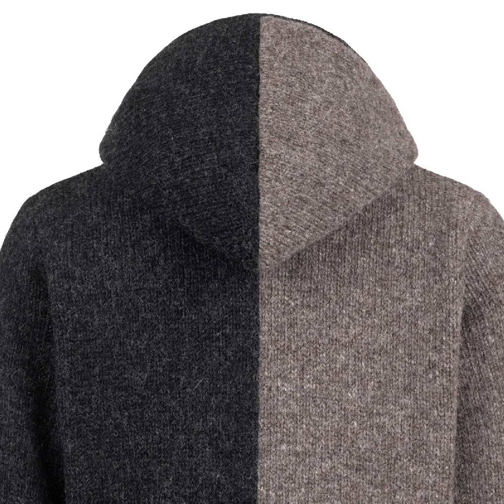 Kunst Und Magie ALMHUBER Herren Strickjacke Schurwolle Klassich Nordisch Wolle Jacke mit Kapuze Schurwolle Ying Yang zollfrei