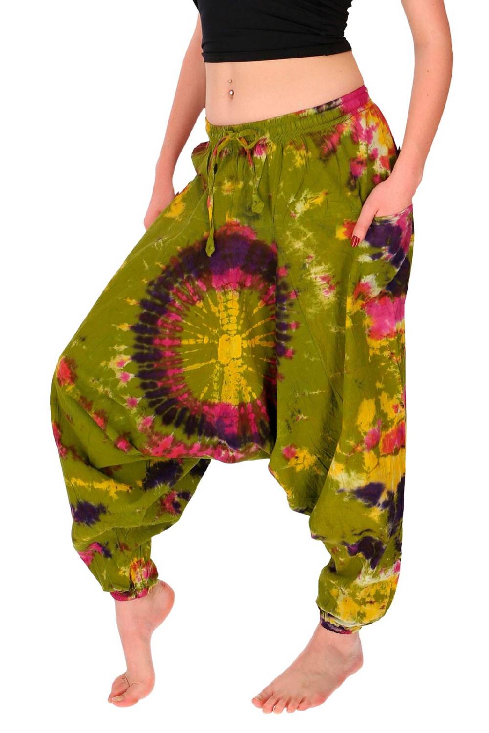 Kunst Und Magie Kunst und Magie Batik Damen Hose Tie Dye Baumwoll Yoga Haremshose Wellnesshose Pluderhose Ballonhose Günstiger Verkauf